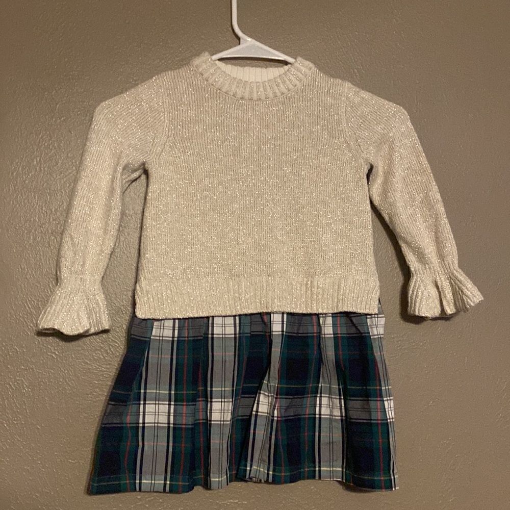 Girls Crewcuts Plaid Skirt and Sweater Set Size 3 Holiday
